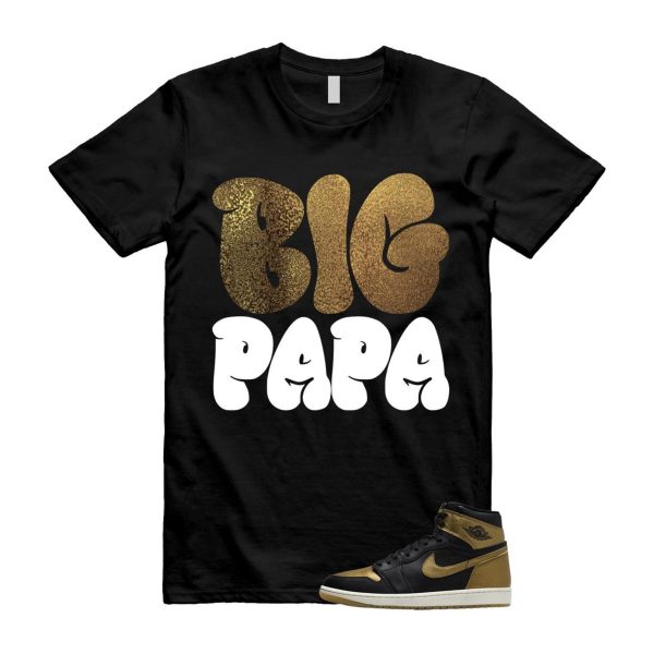 1 Black Metallic Gold Sail Retro High OG T Shirt Match PAPA Jezsport.com