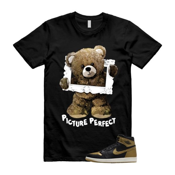 1 Black Metallic Gold Sail Retro High OG T Shirt Match PIC Jezsport.com