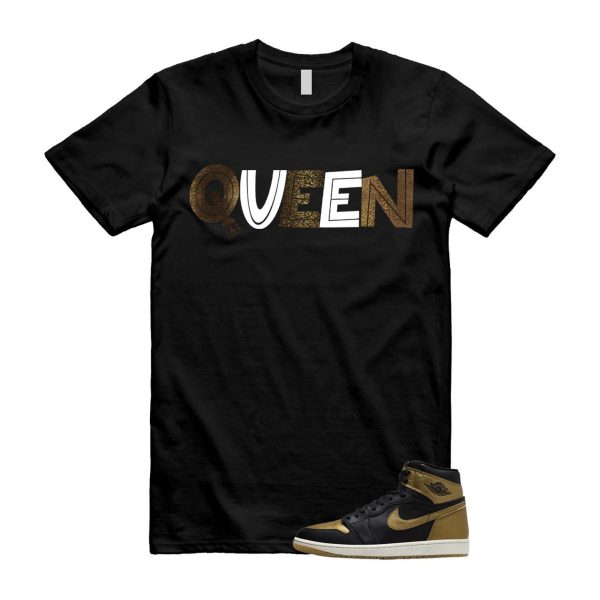 1 Black Metallic Gold Sail Retro High OG T Shirt Match QUEEN Jezsport.com