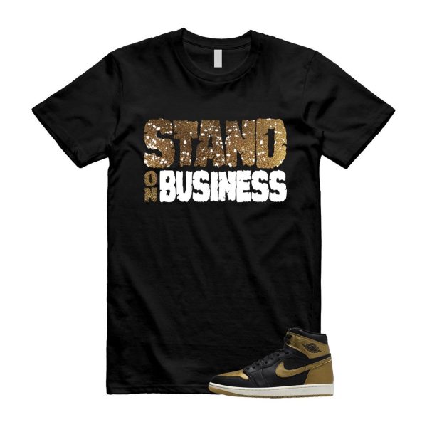 1 Black Metallic Gold Sail Retro High OG T Shirt Match SOB Jezsport.com