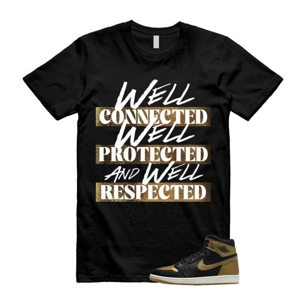 1 Black Metallic Gold Sail Retro High OG T Shirt Match WELL Jezsport.com