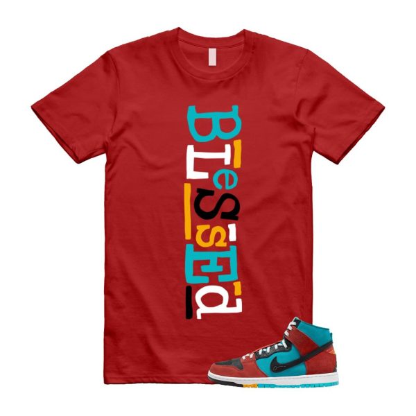 Di'orr Greenwood Navajo Arts Turquoise Blue Black Rugged Orange SB Dunk High T Shirt Match B2 Jezsport.com