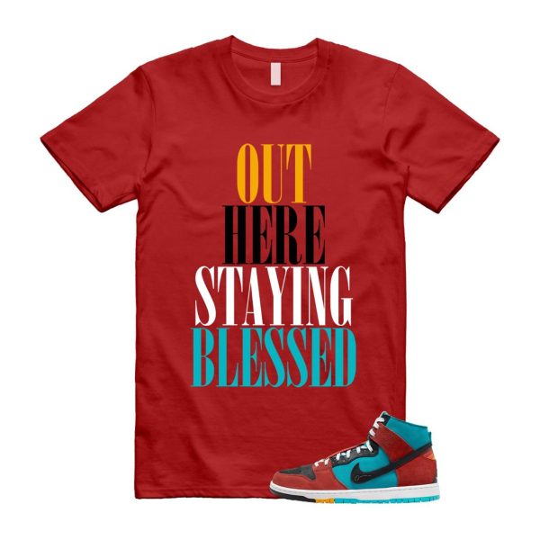 Di'orr Greenwood Navajo Arts Turquoise Blue Black Rugged Orange SB Dunk High T Shirt Match STAYBLS Jezsport.com