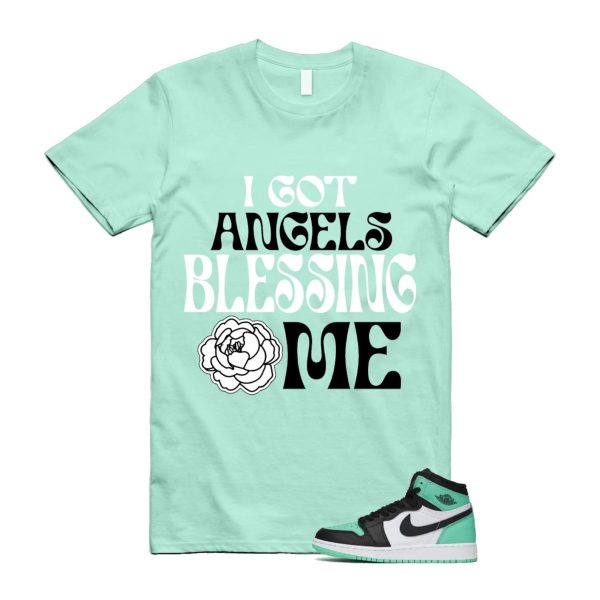 Green Glow 1 Retro High OG White Black Mint T Shirt Match ANGELS Jezsport.com