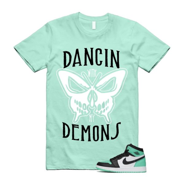 Green Glow 1 Retro High OG White Black Mint T Shirt Match DANCIN Jezsport.com