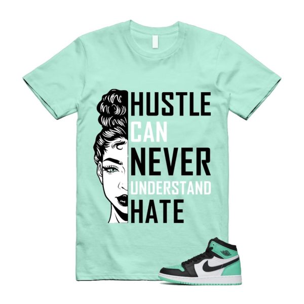 Green Glow 1 Retro High OG White Black Mint T Shirt Match HUSTLE Jezsport.com