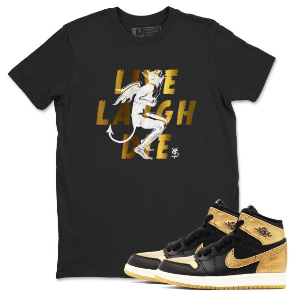 Laughing Devil Unisex T Shirts To Match Jordans 1s High OG Black Metallic Gold Jezsport.com