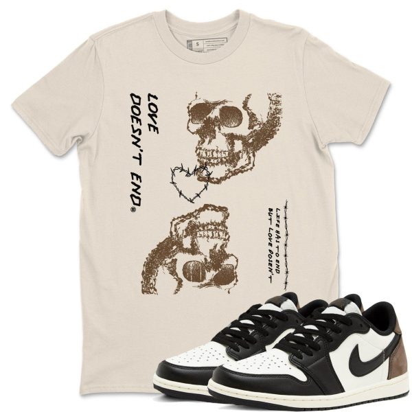 Love Doesn't End Sneaker Casual Unisex Cotton Sneaker T Shirt To Match Retro 1 Low Mocha Jezsport.com