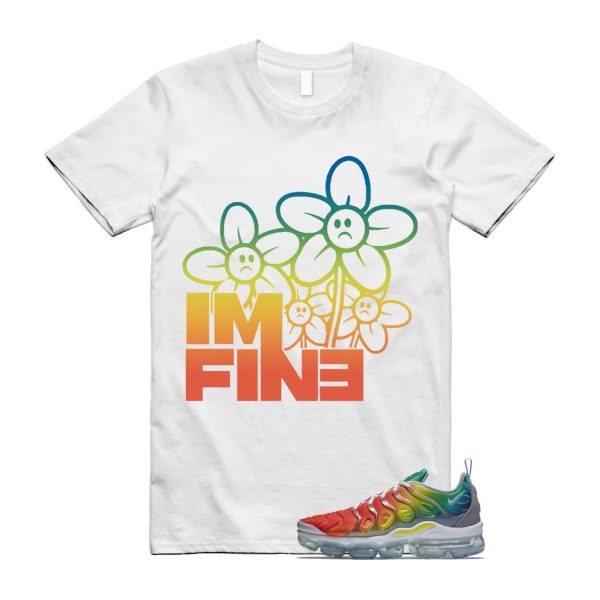 VaporMax Rainbow Air Plus White Neptune Blue Dynamic Yellow T Shirt Match FINE Jezsport.com