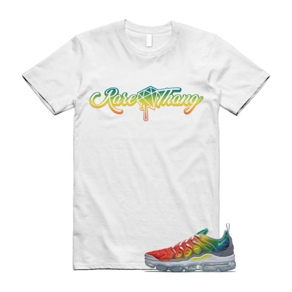 VaporMax Rainbow Air Plus White Neptune Blue Dynamic Yellow T Shirt Match RARE Jezsport.com