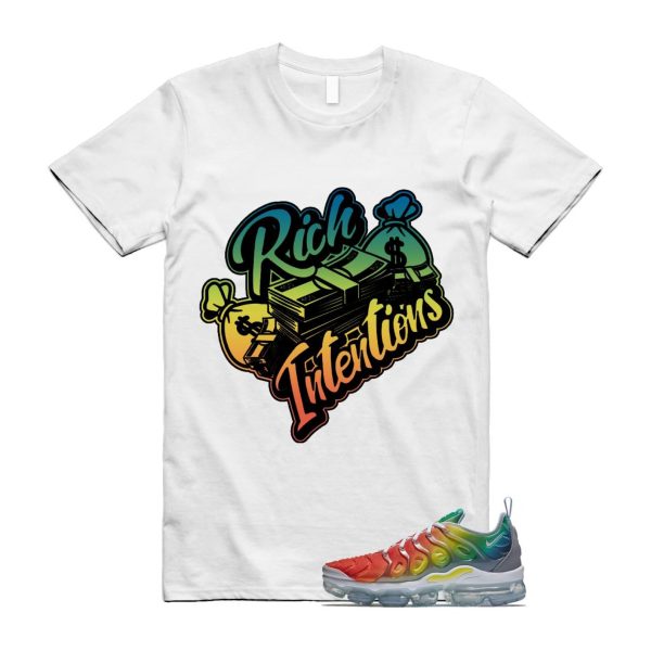 VaporMax Rainbow Air Plus White Neptune Blue Dynamic Yellow T Shirt Match RICH Jezsport.com