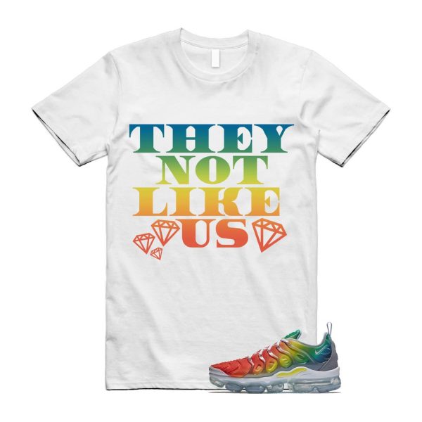 VaporMax Rainbow Air Plus White Neptune Blue Dynamic Yellow T Shirt Match US2 Jezsport.com