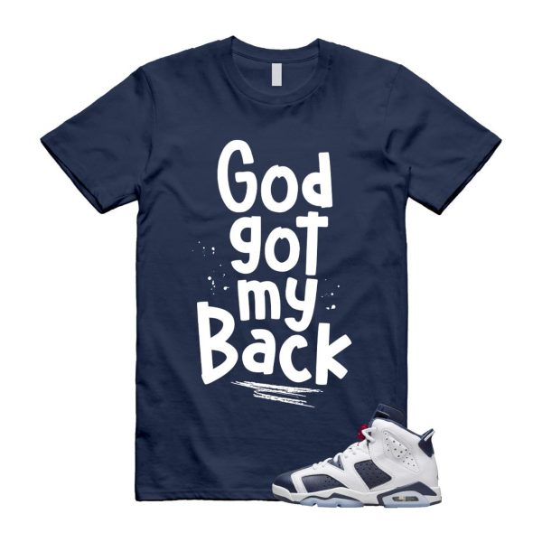 6 Olympic Midnight Navy White Varsity Red Retro T Shirt Match GOD Jezsport.com