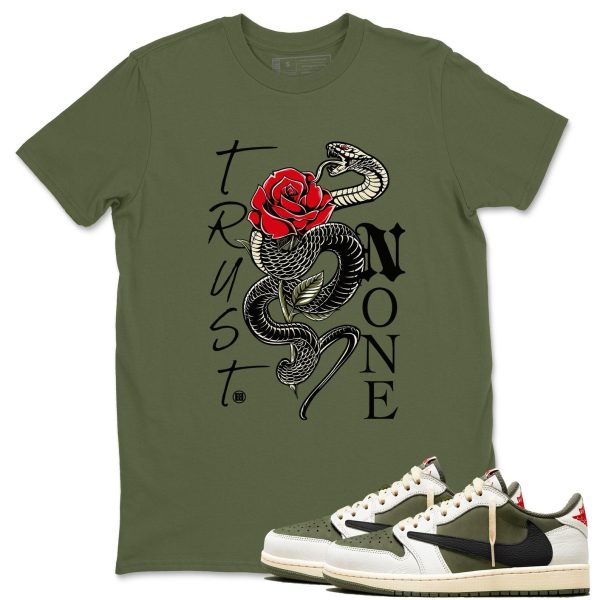 Trust None Unisex Crew Neck T Shirt To Match 1s Travis Medium Olive Jezsport.com