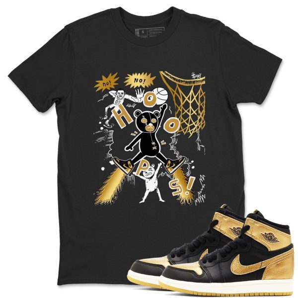 Stop The Bear Sneaker Casual Unisex Cotton Sneaker T Shirt To Match Jordan 1s Black Metallic Gold Jezsport.com