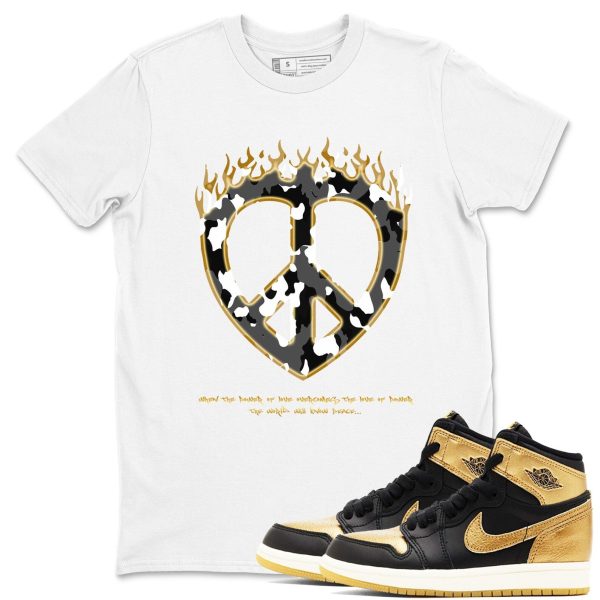 Love Peace Unisex T Shirts To MatchJordan 1s Black Metallic Gold Jezsport.com