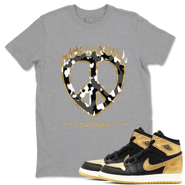 Love Peace Unisex T Shirts To MatchJordan 1s Black Metallic Gold Jezsport.com