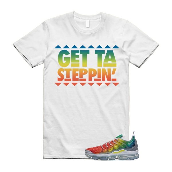 VaporMax Rainbow Air Plus White Neptune Blue Dynamic Yellow T Shirt Match GET Jezsport.com