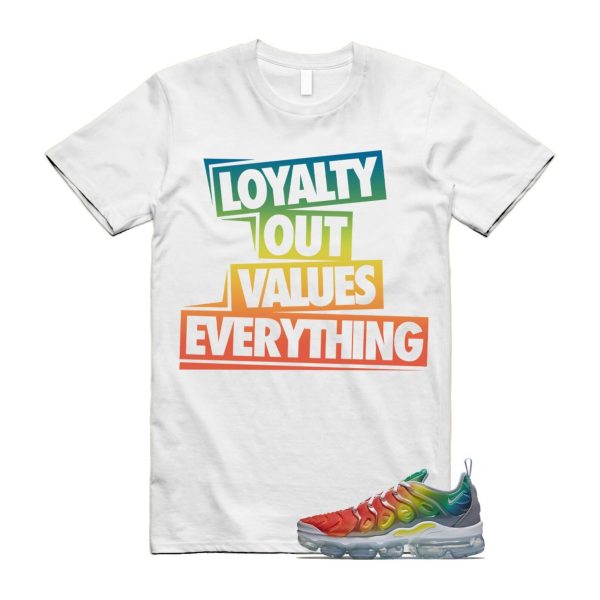 VaporMax Rainbow Air Plus White Neptune Blue Dynamic Yellow T Shirt Match LOVE Jezsport.com