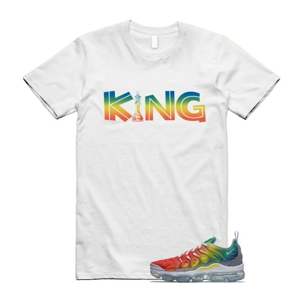 VaporMax Rainbow Air Plus White Neptune Blue Dynamic Yellow T Shirt Match KING Jezsport.com