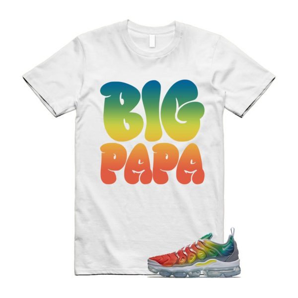 VaporMax Rainbow Air Plus White Neptune Blue Dynamic Yellow T Shirt Match PAPA Jezsport.com