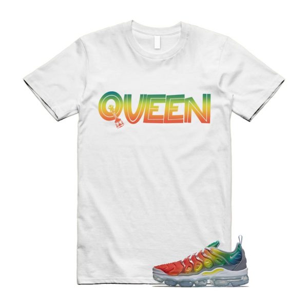 VaporMax Rainbow Air Plus White Neptune Blue Dynamic Yellow T Shirt Match QUEEN Jezsport.com