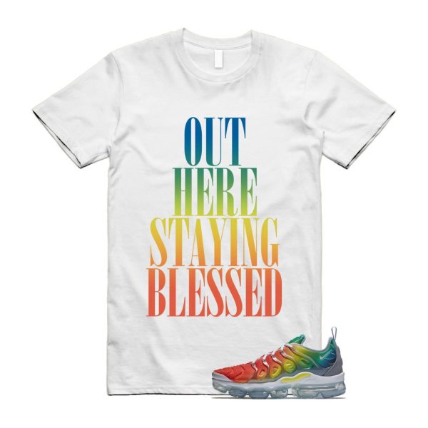 VaporMax Rainbow Air Plus White Neptune Blue Dynamic Yellow T Shirt Match STAYBLS Jezsport.com