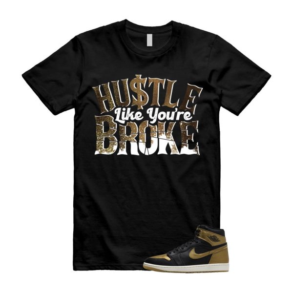 1 Black Metallic Gold Sail Retro High OG T Shirt Match BROKE Jezsport.com