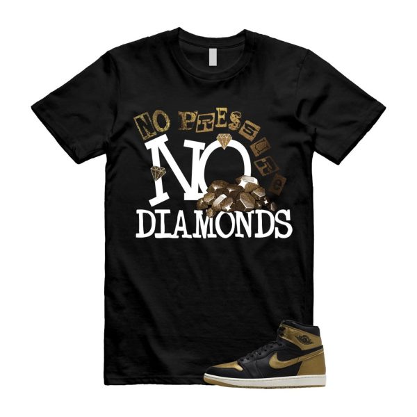 1 Black Metallic Gold Sail Retro High OG T Shirt Match DIAMOND Jezsport.com