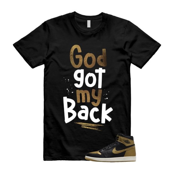 1 Black Metallic Gold Sail Retro High OG T Shirt Match GOD Jezsport.com