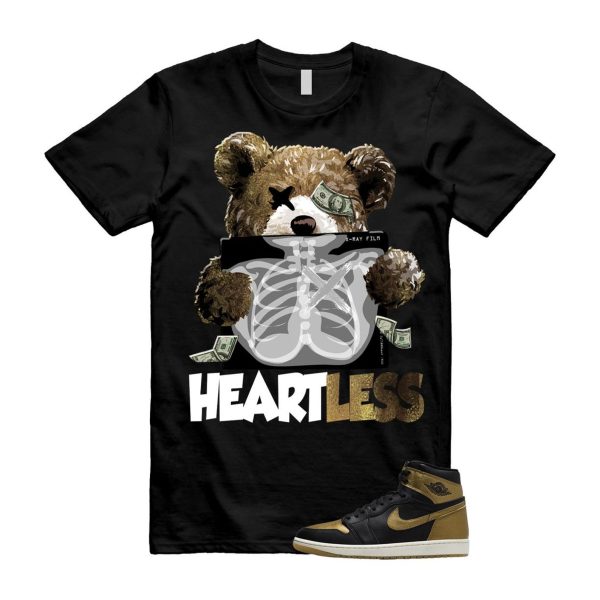 1 Black Metallic Gold Sail Retro High OG T Shirt Match HEART Jezsport.com