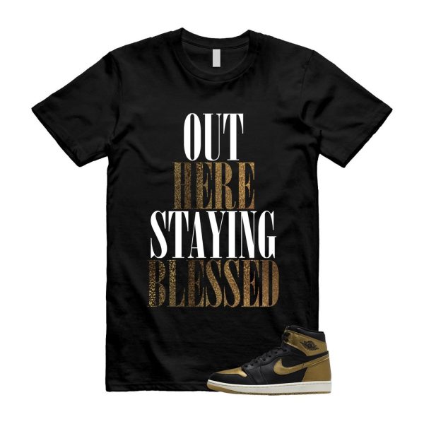 1 Black Metallic Gold Sail Retro High OG T Shirt Match STAYBLS Jezsport.com