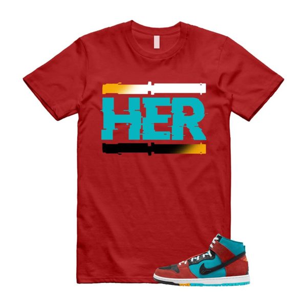 Di'orr Greenwood Navajo Arts Turquoise Blue Black Rugged Orange SB Dunk High T Shirt Match HER Jezsport.com