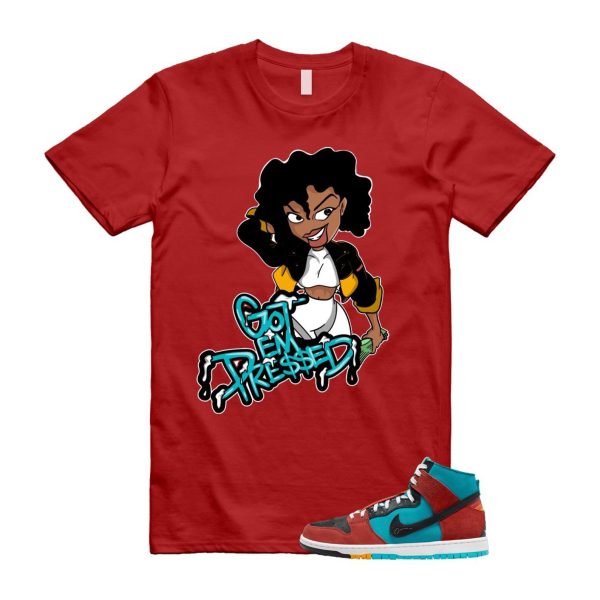 Di'orr Greenwood Navajo Arts Turquoise Blue Black Rugged Orange SB Dunk High T Shirt Match PRESSED Jezsport.com