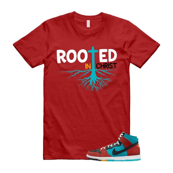 Di'orr Greenwood Navajo Arts Turquoise Blue Black Rugged Orange SB Dunk High T Shirt Match ROOTED Jezsport.com