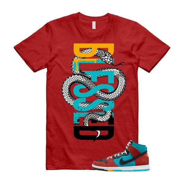 Di'orr Greenwood Navajo Arts Turquoise Blue Black Rugged Orange SB Dunk High T Shirt Match SNAKEBLS Jezsport.com