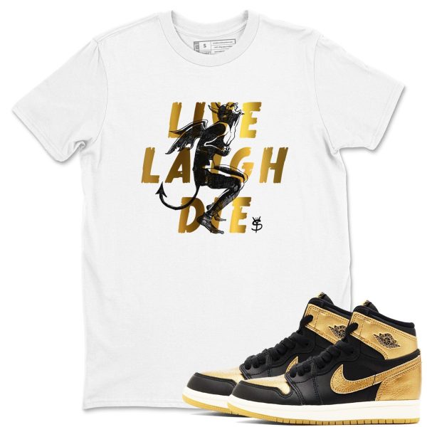 Laughing Devil Unisex T Shirts To Match Jordans 1s High OG Black Metallic Gold Jezsport.com