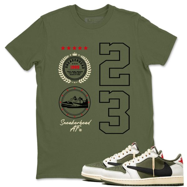 Sneaker Emblem Sneaker Casual Unisex Cotton Sneaker T-Shirt To Match Retro 1 Travis Medium Olive Jezsport.com