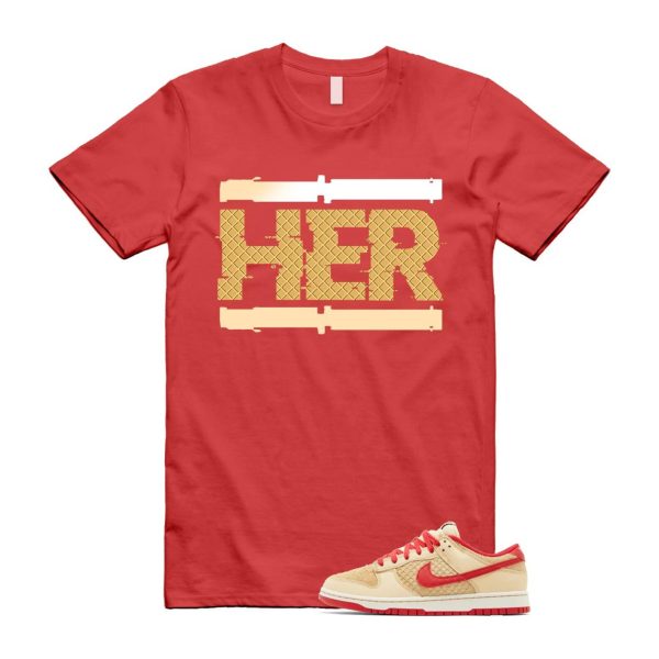 Dunk Strawberry Waffle Pale Vanilla University Red Sail Wheat Low Retro SE T Shirt Match HER Jezsport.com