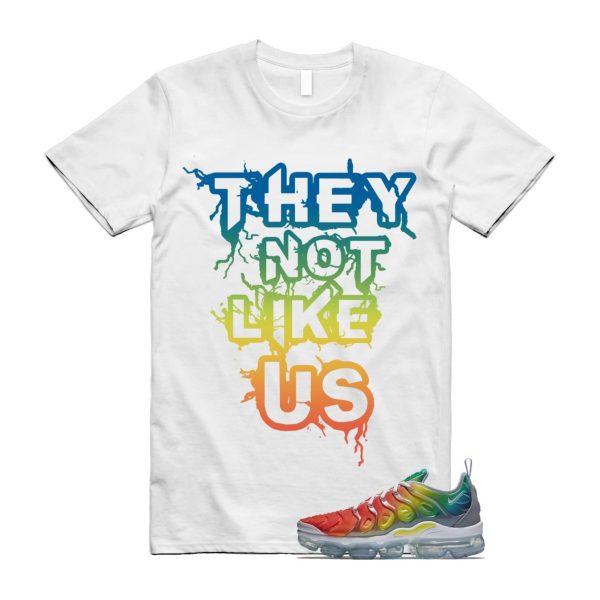 VaporMax Rainbow Air Plus White Neptune Blue Dynamic Yellow T Shirt Match US Jezsport.com