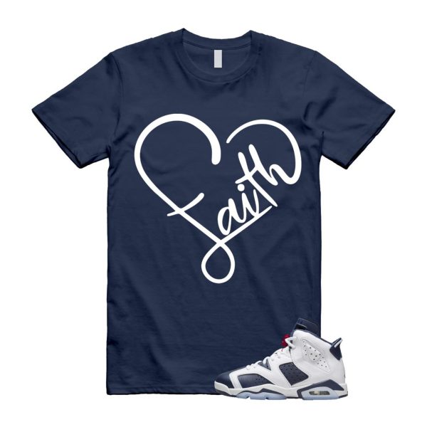 6 Olympic Midnight Navy White Varsity Red Retro T Shirt Match FAITH Jezsport.com