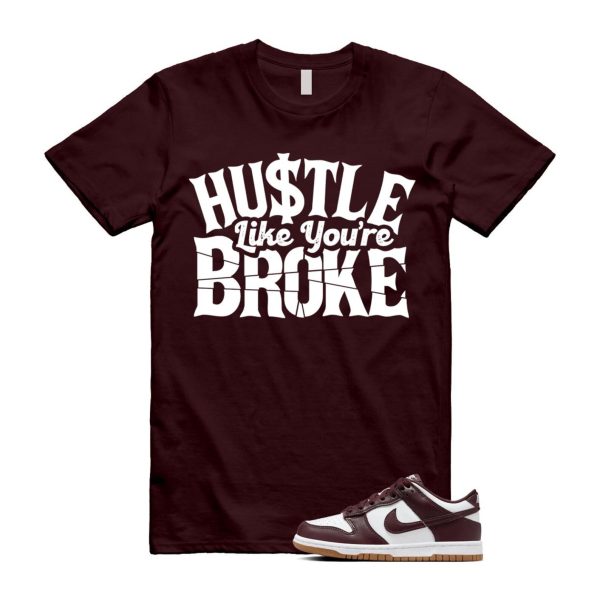 Dunk Burgundy Crush Gum Light Brown White Low T Shirt Match BROKE Jezsport.com