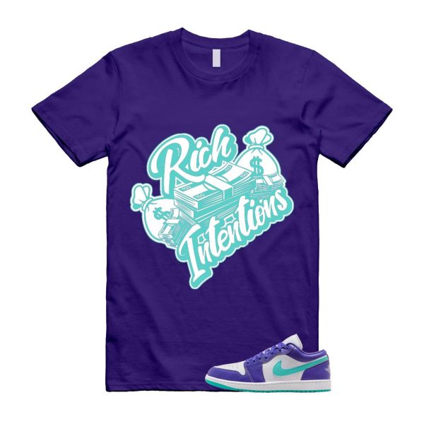 1 Psychic Purple Charlette Hornets Hyper Jade White Cone Low SE T Shirt Match RICH Jezsport.com