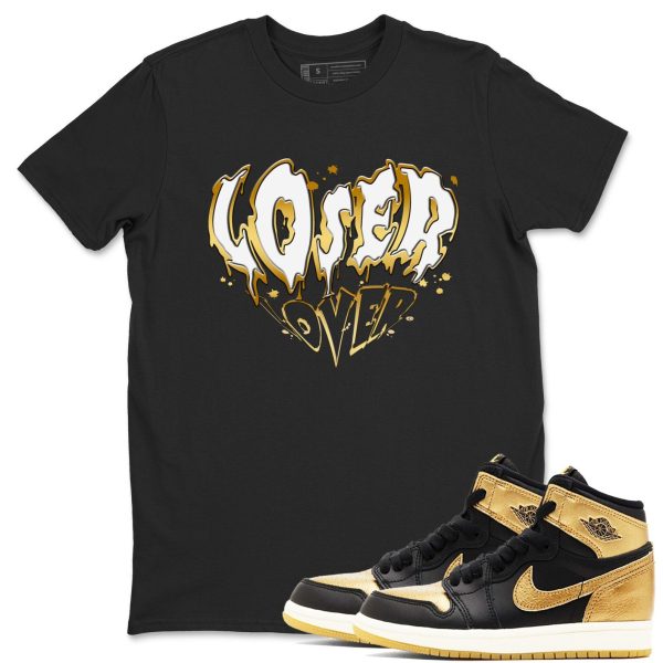 Melting Loser Lover Unisex Crew Neck T Shirt To Match 1 High OG Retro Black Metallic Gold Jezsport.com