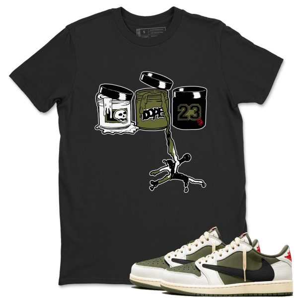 Sneaker Paint Unisex T Shirt To Match Jordans 1s Travis x Medium Olive Jezsport.com