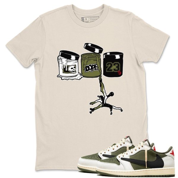 Sneaker Paint Unisex T Shirt To Match Jordans 1s Travis x Medium Olive Jezsport.com