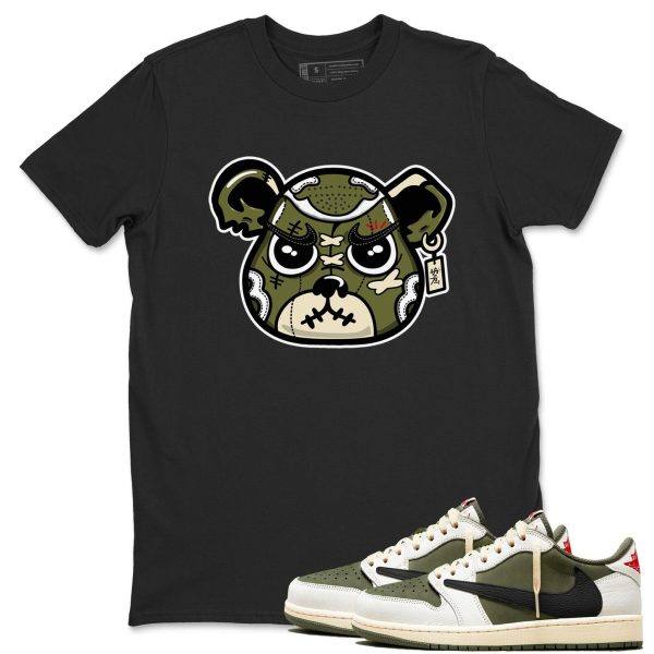 Sneaker Bear Face Unisex Shirts To Match Jordans 1s Travis x Medium Olive Jezsport.com