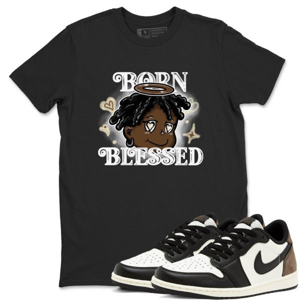 Born Blessed Sneaker T ShirtUnisex Cotton Sneaker Shirts To Match Jordans AJ1 Low Mocha Jezsport.com