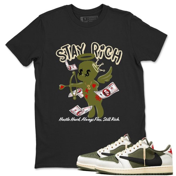 Stay Rich Sneaker T Shirt Unisex Cotton Sneaker Shirts To Match Jordans AJ1 Travis Medium Olive Jezsport.com