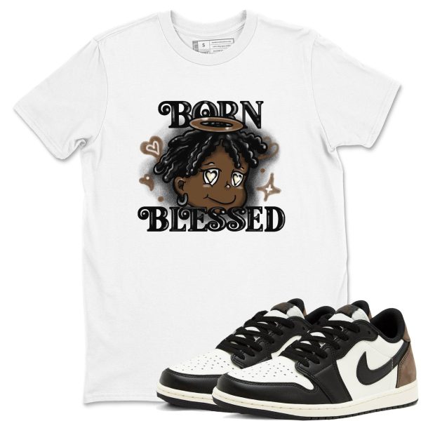 Born Blessed Sneaker T ShirtUnisex Cotton Sneaker Shirts To Match Jordans AJ1 Low Mocha Jezsport.com